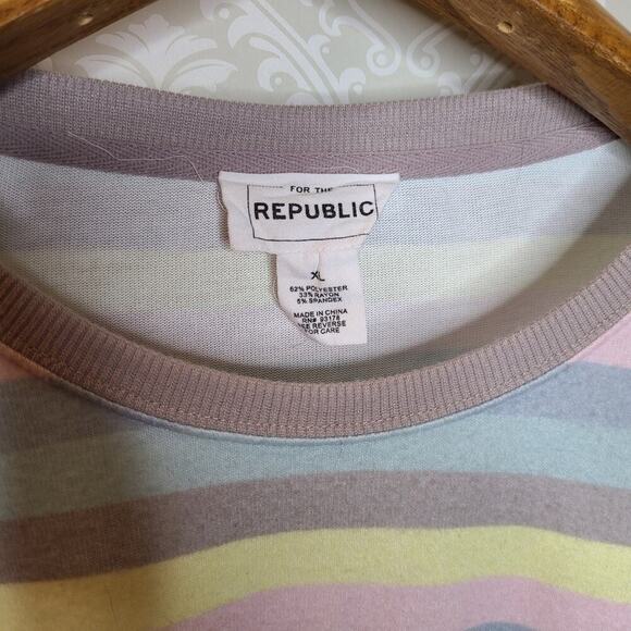 For The Republic Size XL Striped Multicolored Longsleeve Top - Picture 3 of 10
